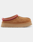UGG Tazz Chestnut ciabatte platform donna in pelle scamosciata e montone marrone chestnut, vista laterale