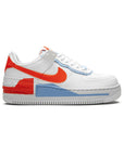 Nike Air Force 1 Low Shadow Bianca con Swoosh Arancione e Blu