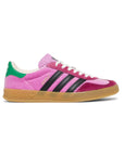Sneakers Adidas Gazelle x Gucci Rosa con Dettagli Neri e Verdi
