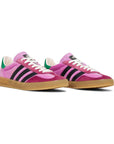 Sneakers Adidas Gazelle x Gucci Rosa con Dettagli Neri e Verdi