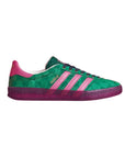 Sneakers Adidas Gazelle x Gucci Verde con Monogramma GG e Dettagli Rosa