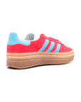 Adidas Gazelle Bold Scarpe Rosse con Dettagli Azzurri Donna Platform Gum