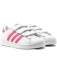 Adidas Superstar Bambini Bianche con Strisce Rosa Scarpe Casual