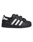 Adidas Superstar Bambini Nere con Strisce Bianche Scarpe Casual