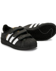 Adidas Superstar Bambini Nere con Strisce Bianche Scarpe Casual