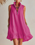 Amelia | Vestito Mini Donna Senza Maniche con Mezza Cerniera e Volant