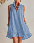 Amelia | Vestito Mini Donna Senza Maniche con Mezza Cerniera e Volant