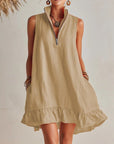 Amelia | Vestito Mini Donna Senza Maniche con Mezza Cerniera e Volant
