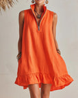 Amelia | Vestito Mini Donna Senza Maniche con Mezza Cerniera e Volant