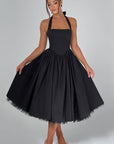 Ariana | Abito midi con scollo all'americana da donna per invitate a matrimoni