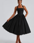 Ariana | Abito midi con scollo all'americana da donna per invitate a matrimoni