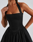Ariana | Abito midi con scollo all'americana da donna per invitate a matrimoni