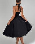 Ariana | Abito midi con scollo all'americana da donna per invitate a matrimoni
