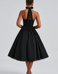 Ariana | Abito midi con scollo all'americana da donna per invitate a matrimoni