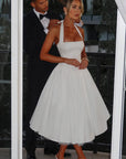 Ariana | Abito midi con scollo all'americana da donna per invitate a matrimoni