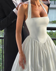 Ariana | Abito midi con scollo all'americana da donna per invitate a matrimoni