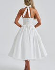 Ariana | Abito midi con scollo all'americana da donna per invitate a matrimoni