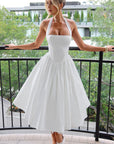 Ariana | Abito midi con scollo all'americana da donna per invitate a matrimoni