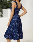 Vestito Midi Donna Armenia – Vestito Estivo con Scollo Quadrato e Spalline Elastiche, Taglio A-Line Fluido con Volant