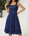 Vestito Midi Donna Armenia – Vestito Estivo con Scollo Quadrato e Spalline Elastiche, Taglio A-Line Fluido con Volant