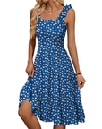 Vestito Midi Donna Armenia – Vestito Estivo con Scollo Quadrato e Spalline Elastiche, Taglio A-Line Fluido con Volant