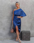 Ava | Abito midi monospalla da donna con drappeggio per uno stile elegante