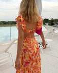 Bethany | Abito lungo elegante da donna con volant e stampa floreale