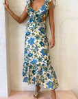Bethany | Abito lungo elegante da donna con volant e stampa floreale