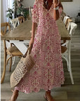 Bianca | Abito lungo da donna boho con stampa e scollo a V