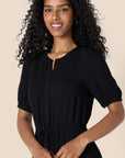 Vestito Donna Krishna – Taglio A-Line Sagomato, Maniche Corte e Gonna Midi Svasata con Tasche