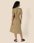 Vestito Donna Krishna – Taglio A-Line Sagomato, Maniche Corte e Gonna Midi Svasata con Tasche
