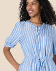Vestito Donna Krishna – Taglio A-Line Sagomato, Maniche Corte e Gonna Midi Svasata con Tasche