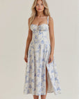 Bonnie | Abito midi floreale chic con corsetto da donna