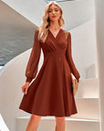 Juana Vestito Donna – Stile Vintage Scollo a V, Maniche Lunghe e Taglio A-Line Midi Elegante