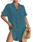 Camille Vestito Camicia Spiaggia Donna – Copricostume Bottonato Collo Camicia, Taglio Leggero e Versatile Estate