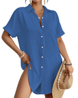 Camille Vestito Camicia Spiaggia Donna – Copricostume Bottonato Collo Camicia, Taglio Leggero e Versatile Estate