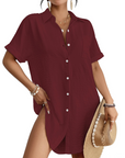 Camille Vestito Camicia Spiaggia Donna – Copricostume Bottonato Collo Camicia, Taglio Leggero e Versatile Estate