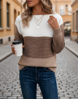 Maglione donna maniche lunghe color block casual