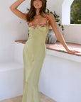 Caroline | Abito lungo aderente da donna con spalline e stampa floreale