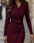 Caroline | Abito midi avvolgente primaverile da donna con bottoni