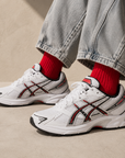 Asics GEL-1130 White Electric Red sneakers uomo e donna in bianco rosso - dettaglio tomaia