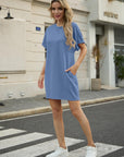 Vestito Lewina Donna – Girocollo Maniche Corte, Taglio A-Line Mini & Tasche Tinta Unita Estate