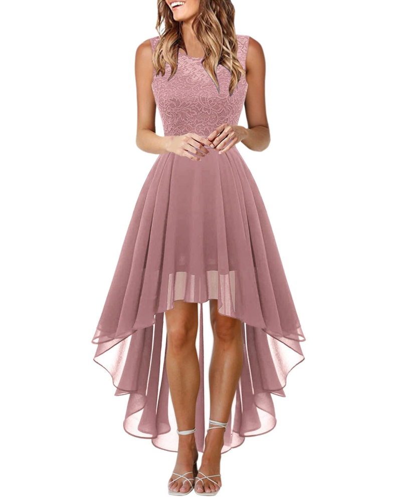 Drel Abito Donna – Abito Lungo Senza Maniche in Pizzo Collo Tondo Boho Chic Elegante