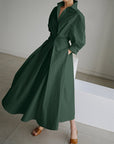 Abito lungo elegante da donna con cintura e camicia