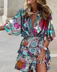 Vestito Mini con Volant Leggero da Donna – Scollo a V Vita Definita Taglio Fluido