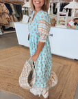 Elizabeth | Vestito midi da donna boho con stampa e nappine legate