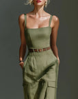 Ella | Vestito midi cargo in lino con cintura da donna