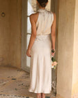 Eloise | Abito midi elegante da donna con scollo all'americana drappeggiato