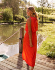 Emily | Vestito midi da donna senza maniche con scollo rotondo e spacco laterale