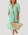 Evie | Abito midi bohemien fluido da donna con scollo a V